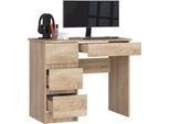 Scrivania Bdw Con 4 Cassetti, Scrivania Da Gioco, Rovere Sonoma Sinistro
