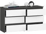 Bdw, Cassettiera, 6 Cassetti, 100X57, Armadio, Credenza, Grigio / Bianco