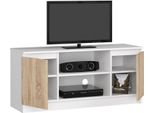 Bdw, Cassettiera, Mobile Rtv, Mobile Tv, 120X55X40 Cm, , Bianco - Rovere Sonoma
