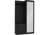 Bdw Set Armadio Duo Con Specchio, Armadio, Nero, 180X100X35Cm