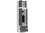 Bdw Armadio Con Mobile Superiore, Armadio A 4 Ante, Bianco/Grigio