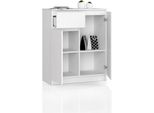 Bdw, Cassettiera 1 Cassetto E 2 Ante, 80X99X40 Cm, Credenza, Bianco