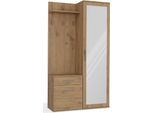 Bdw Set Armadio Duo Con Specchio, Guardaroba, Rovere Artisan, 180X100X35Cm