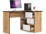 Bdw, Scrivania Angolare Destra, 3 Cassetti, 4 Ripiani, Rovere Craft / Bianco Destra