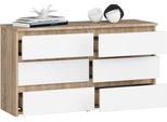 Bdw, Cassettiera, 6 Cassetti, 100X57, Armadio, Credenza, Rovere Sonoma / Bianco