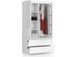Bdw Armadio 2 Ante, 4 Ripiani, Bianco, 180 X 90 X 51 Cm