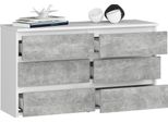 Bdw, Cassettiera, 6 Cassetti, 100X57, Armadio, Credenza, Bianco / Cemento