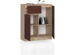 Bdw, Cassettiera 1 Cassetto E 2 Ante, 80X99X40 Cm, Credenza, Rovere Sonoma - Wenge
