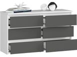 Bdw, Cassettiera, 6 Cassetti, 100X57, Armadio, Credenza, Wiess / Grigio