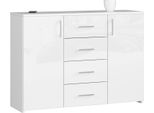 Bdw Cassettiera Lucida, 4 Cassetti, 2 Ante, 110X80 Cm, Bianco