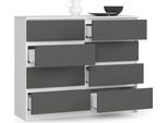 Bdw, Cassettiera Con 8 Cassetti, 120X99X40 Cm, Molto Spazio, Bianco - Grigio