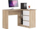 Bdw, Scrivania Angolare Destra, 3 Cassetti, 4 Ripiani, Rovere Sonoma/Bianco Destra