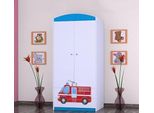 Bdw Armadio, 2 Ante, 2 Cassetti, Guardaroba, 180X90 Cm, Blu