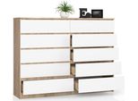 Cassettiera Bdw, 10 Cassetti, Ampio Spazio Per Lo Stoccaggio, Soggiorno, Rovere Sonoma / Bianco
