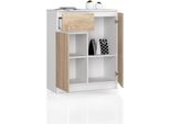 Bdw, Cassettiera 1 Cassetto E 2 Ante, 80X99X40 Cm, Credenza, Bianco - Rovere Sonoma