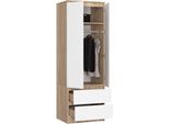 Bdw, Armadio 2 Ante 2 Cassetti, 180X60X51 Cm, Rovere Sonoma / Bianco