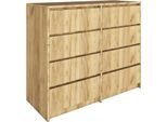 Bdw, Cassettiera, Credenza Soggiorno, 120X100Cm, Rovere Artigianale