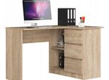 Bdw, Scrivania Angolare Destra, 3 Cassetti, 4 Ripiani, Rovere Sonoma Destra