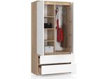 Bdw, Armadio 2 Ante, 2 Cassetti, 180X90X51 Cm, Rovere Sonoma / Bianco