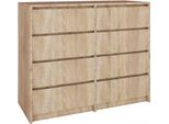 Bdw, Cassettiera, Credenza Soggiorno, 120X100Cm, Rovere Sonoma