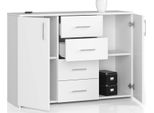 Cassettiera Con 4 Cassetti E 2 Ante, 110X80X35, Soggiorno, Bianco
