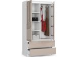 Bdw Armadio 2 Ante, 4 Ripiani, Bianco / Capucciono, 180 X 90 X 51 Cm