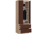 Bdw, Armadio 2 Ante 2 Cassetti, 180X60X51 Cm, Rovere Sonoma / Venga