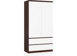 Bdw Armadio 2 Ante 2 Cassetti, Specchio, Venga / Bianco, 180X90X51