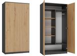 Bdw Armadio 2 Ante, 6 Ripiani, Antracite/Rovere Artigianale, 180X90X50