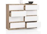 Bdw, Cassettiera Con 8 Cassetti, 120X99X40 Cm, Molto Spazio, Rovere Sonoma - Bianco