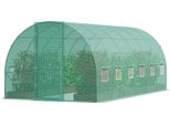 Succebuy Serra A Tunnel Walk-In, 6,8 X 2,3 X 2,3 M, Tunnel In Lamina Con Telaio In Acciaio Zincato, Copertura In Pe Verde, Porta A Battente E 12 Finestre, Resistente Per Piante Da Esterno