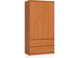 Bdw Armadio 2 Ante 2 Cassetti, Specchio, Ontano, 180X90X51