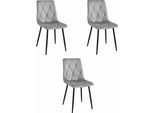 Valora Libra, Grigio Argento, Gambe Nere Vellutate, Set Di 3 | 3 Sedie Eleganti In Argento Con Un Tocco Moderno
