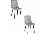 Sedie Valora Libra, Velluto Grigio Argento Gambe Nere X2 | Set Di 2 Sedie Grigio Argento Con Base A Contrasto