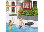 Canestro Da Basket Per Piscina, Supporto Da Basket Per Esterni, Altezza 115-135 Cm, Regolabile, Rosso