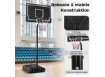 Canestro Da Basket Supporto Da Basket Da Esterno Altezza 210-260 Cm Regolabile Su Ruote Nero