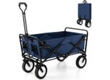 Carretto Pieghevole Con Manico Regolabile E Portabicchieri, Portata Fino A 68 Kg Per La Spesa, Il Campeggio, Blu Navy