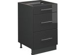 Vicco Mobiletto Base Per Cucina Fame-Line, 50 Cm Senza Piano Di Lavoro, Antracite Lucido/Antracite