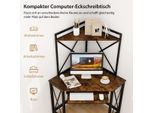 Scrivania Con Stazione Di Ricarica Tavolo Angolare Per Computer Con Ripiano Per Tastiera E 2 Ripiani 113 X 75 X 145 Cm Marrone Rustico + Nero