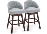 Set Di 2 Sgabelli Da Bar, Sedia Da Bar, Girevole A 360°, Sgabello Da Cucina Con Schienale E Poggiapiedi, 55 X 53 X 105 Cm, Grigio + Marrone