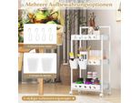 Carrello Da Servizio A 3 Livelli Carrello Da Servizio Con Ruote Carrello Da Cucina Con 2 Tazze Sospese 42 X 29 X 83 Cm Bianco