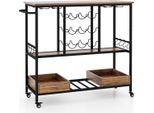 Carrello Da Cucina A 3 Livelli 108 X 40 X 91 Cm Con Ruote & Portabicchieri E Amp; Portabottiglie E Portabottiglie Carrello Portavivande Con Gancio Carrello Marrone