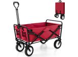 Carrello Pieghevole Con Manico Regolabile E Portabicchieri, Portata Fino A 68 Kg Per La Spesa, Campeggio, Rosso