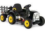Trattore Per Bambini 12V Con Rimorchio Staccabile E Macchinina Elettrica Telecomandata Nero