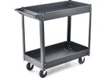 Carrello Da Officina In Metallo Con 2 Livelli E Maniglia, Carrello Multiuso, Nero