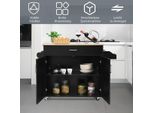 Carrello Da Cucina Isola Cucina Con Cassetto E Ripiano Regolabile In Altezza 116 X 40 X 85 Cm Nero + Naturale