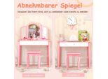 Set Toletta E Sedia Per Bambini Set Toletta Con Specchio Pieghevole E Cassetto Rosa + Bianco