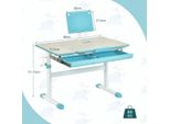 Set Da Scrivania Per Bambini Regolabile In Altezza Con Piano Inclinabile E Leggio (Tavolo Blu)