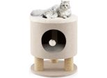 Tiragraffi Piccolo Con Seduta Morbida E 3 Tiragraffi In Sisal E Sgabello A Sfera 40 X 40 X 47 Cm Beige