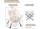 Poltrona Con Sgabello E Braccioli, Tasca Laterale E Poggiapiedi Poltrona Relax BergèRe Beige